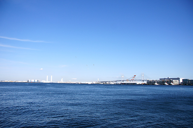 横浜港とベイブリッジの写真素材 フリー