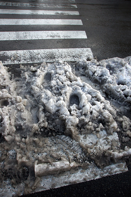 雪と横断歩道の写真素材 フリー