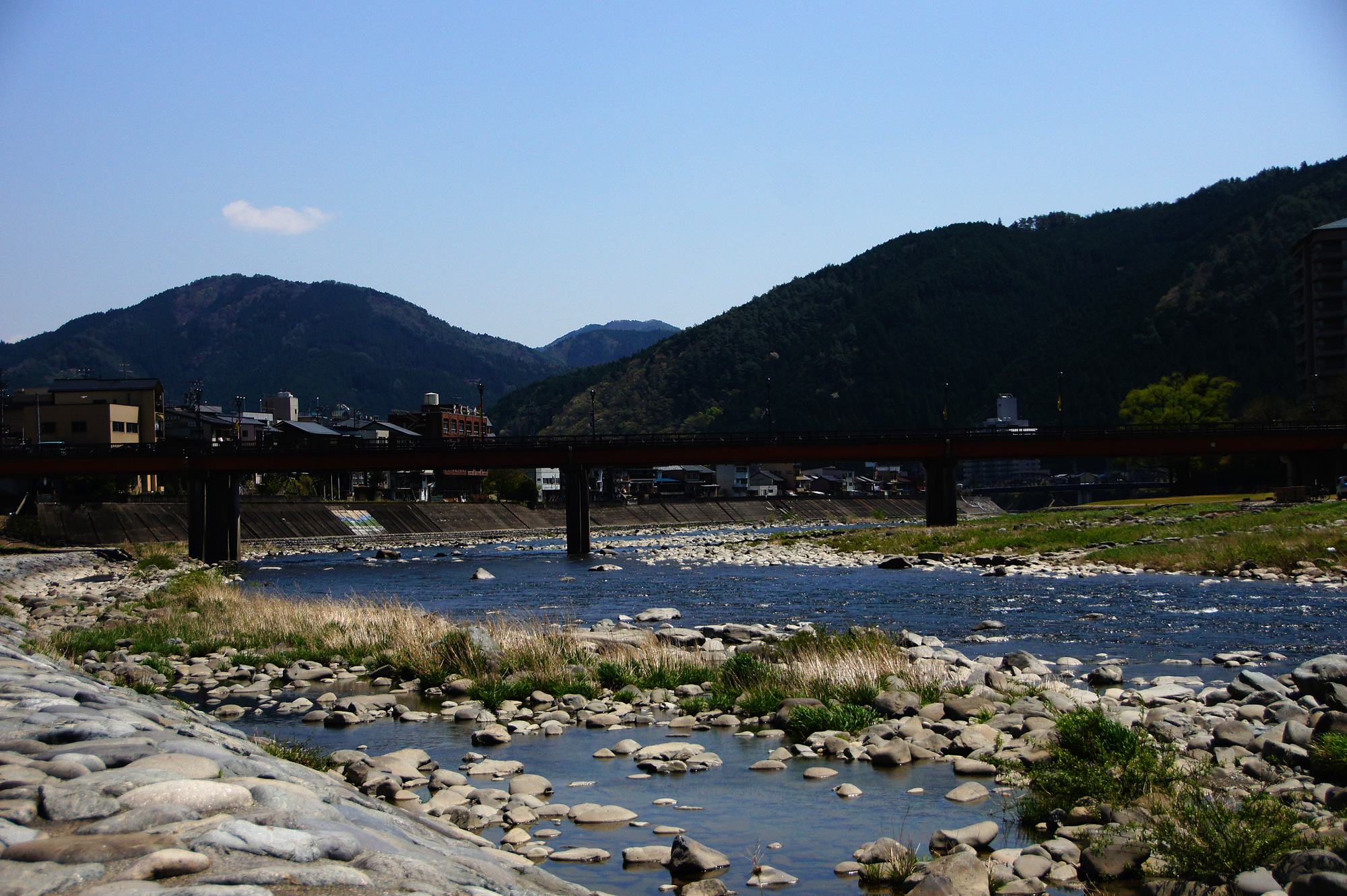 下呂温泉の飛騨川の無料写真素材 フリー